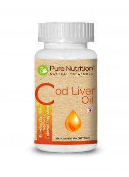 Pure Nutrition Cod Liver Oil Capsules With Vitamin A, Vitamin D & Promotes Vision, Heart and Brain health - 90 Softgels